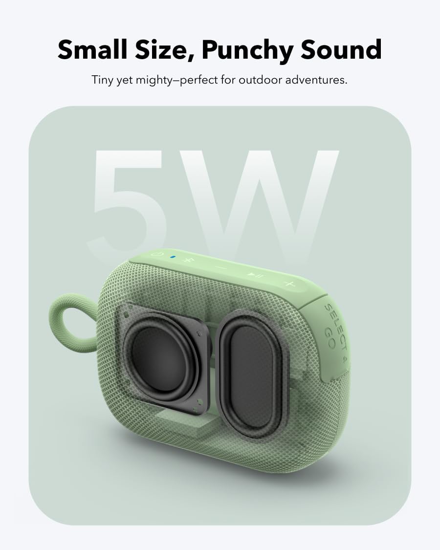 Small Size, Punchy Sound  
Tiny yet mighty—perfect for outdoor adventures.  

5W  

GO SELECT