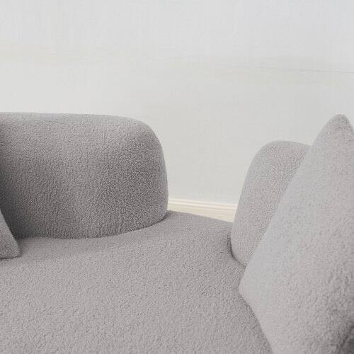 Alt View 2. Anysun - 66.9" Curved Teddy Velvet Loveseat Sofa - Full Compression Sponge, No Assembly, 350 lbs Capacity for Small Spaces - Gray.