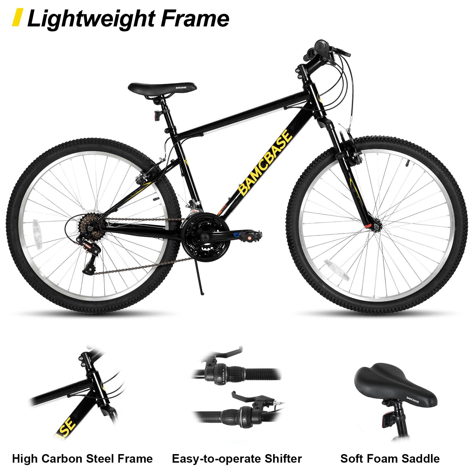 - Lightweight Frame
- High Carbon Steel Frame
- Easy-to-operate Shifter
- Soft Foam Saddle