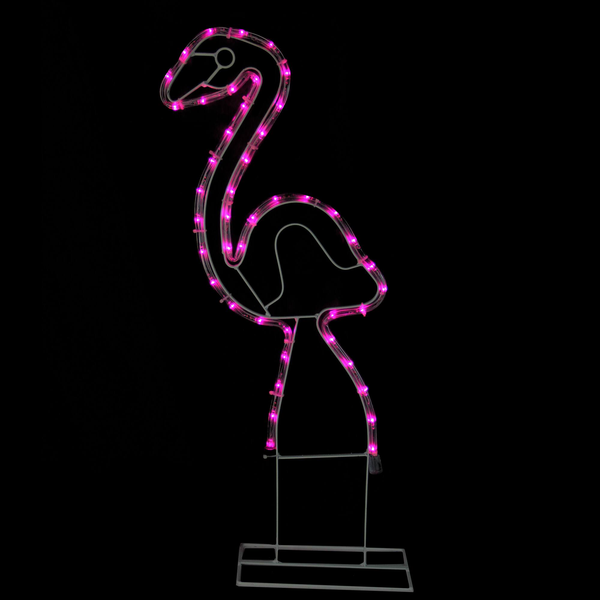 Front. Northlight - LED Rope Lighted Flamingo Silhouette Outdoor Summer Decoration - 24" - Pink Lights - Pink.