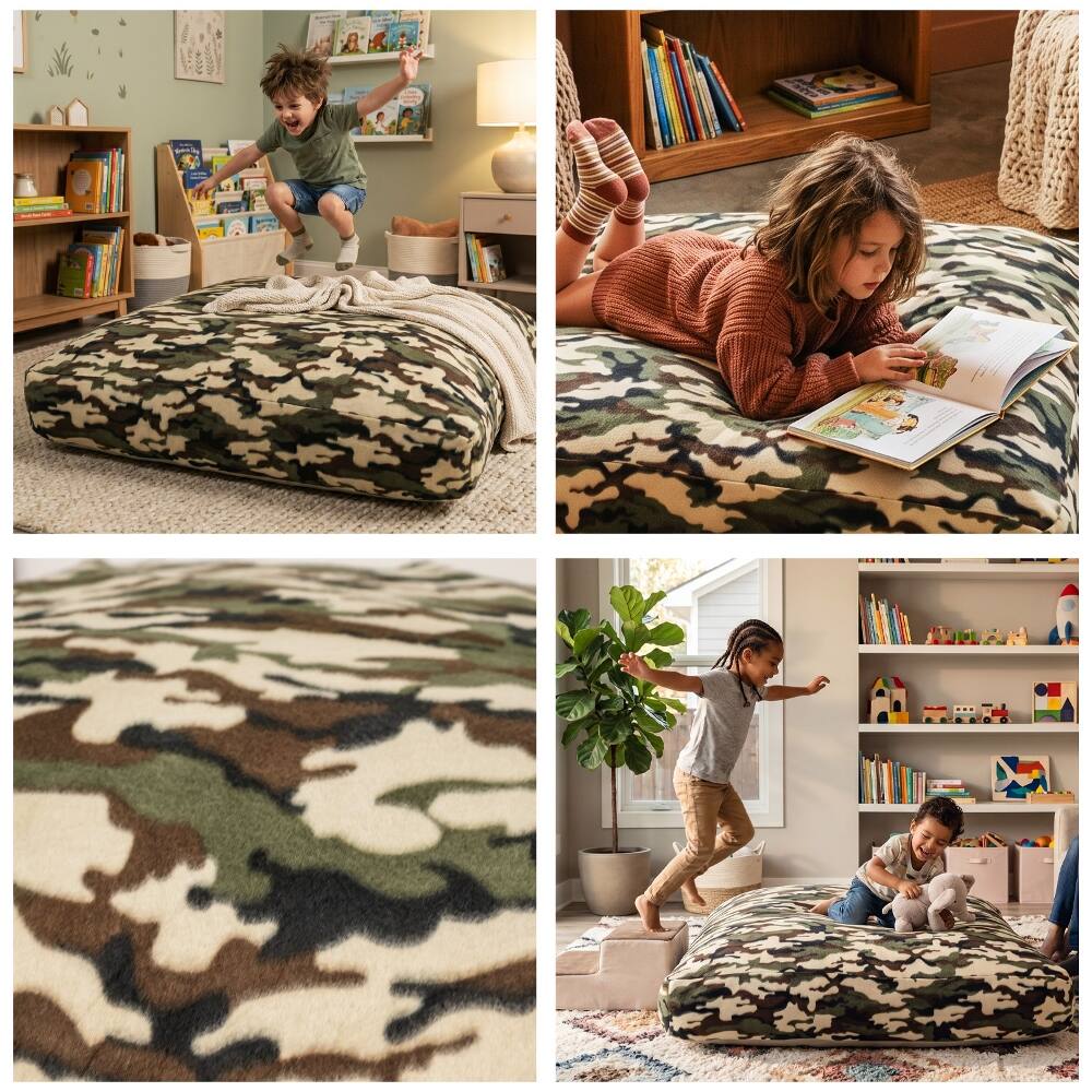 Alt View 2. Loheer - Loheer 36x36 sensory pad crash mat with foam blocks for kids and adults non-slip bottom landing mat beige multi - Beige Multi.
