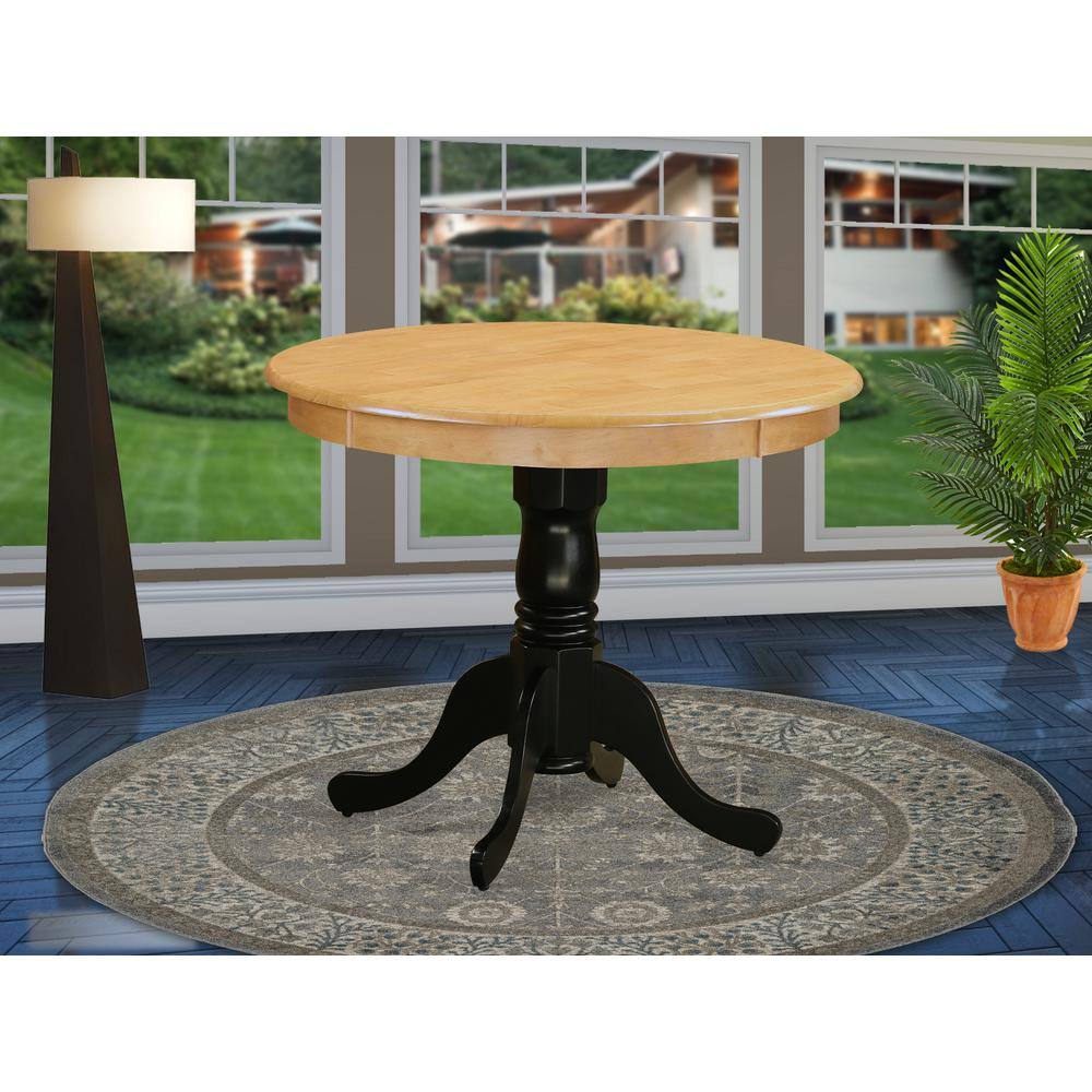 Angle. East West Furniture - East West Furniture ANT-OBK-TP Antique Modern Dining Round Kitchen Table Top with Pedestal Base, 36x36 Inch, Oak & Black - Oak & Black.