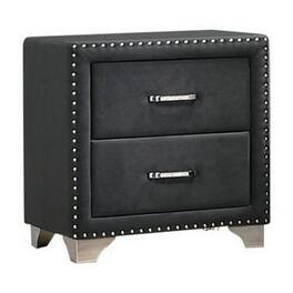 Manhattan Lane - Cale 26 Inch Modern Glam Wood Nightstand, Nailhead, Velvet Upholstered - Gray, Chrome