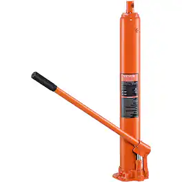 VEVOR - Hydraulic Long Ram Jack, 4 Ton Engine Hoist Cylinder with Single Piston Pump And Flat Base, Hydraulic Ram Cylinder - Orange