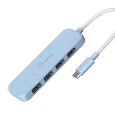 Front. j5create - Eco-Friendly USB-C to 4-Port Type-A Gen 2 Hub - Cyan.