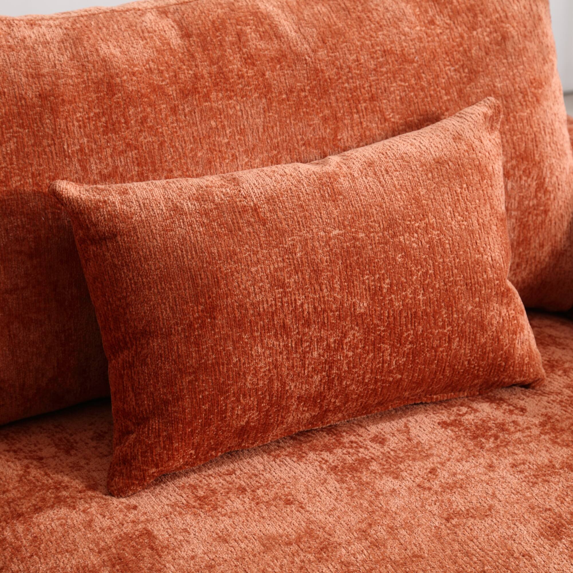 Alt View 4. GOODSILO - Modern Upholstered Loveseat Sofa with Chenille Fabric and Solid Wood Frame for Living Room and Bedroom - Dark Orange.