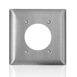 Leviton - C-Series Stainless Steel 2 gang Metal Single Outlet Wall Plate 1 pk - Silver