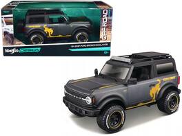 Maisto - 2021 Ford Bronco Badlands Graphics and Roof Rack "Off-Road" "Maisto Design" Series 1/24 - Dark Gray Metallic With Gold