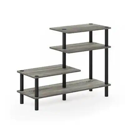 Front. Furinno - Turn-N-Tube 3-Tier Side Display Rack, French Oak/Black - French Oak/Black.