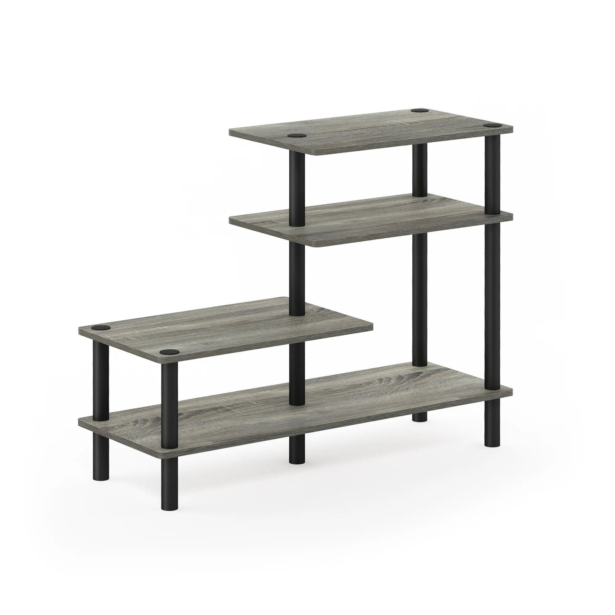 Front. Furinno - Turn-N-Tube 3-Tier Side Display Rack, French Oak/Black - French Oak/Black.