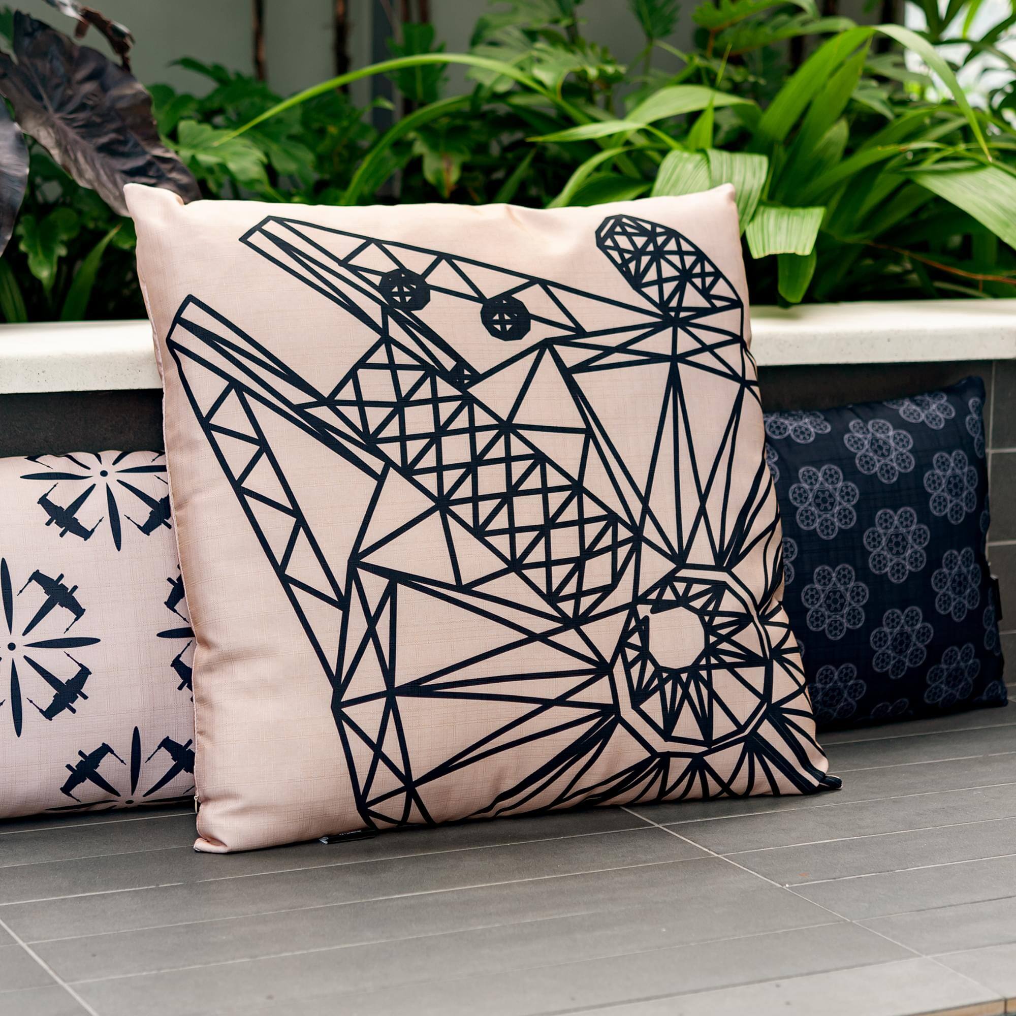 Alt View 4. Star Wars - Star Wars Large Throw Pillow | Millennium Falcon Pattern | 25 x 25 Inches - White.