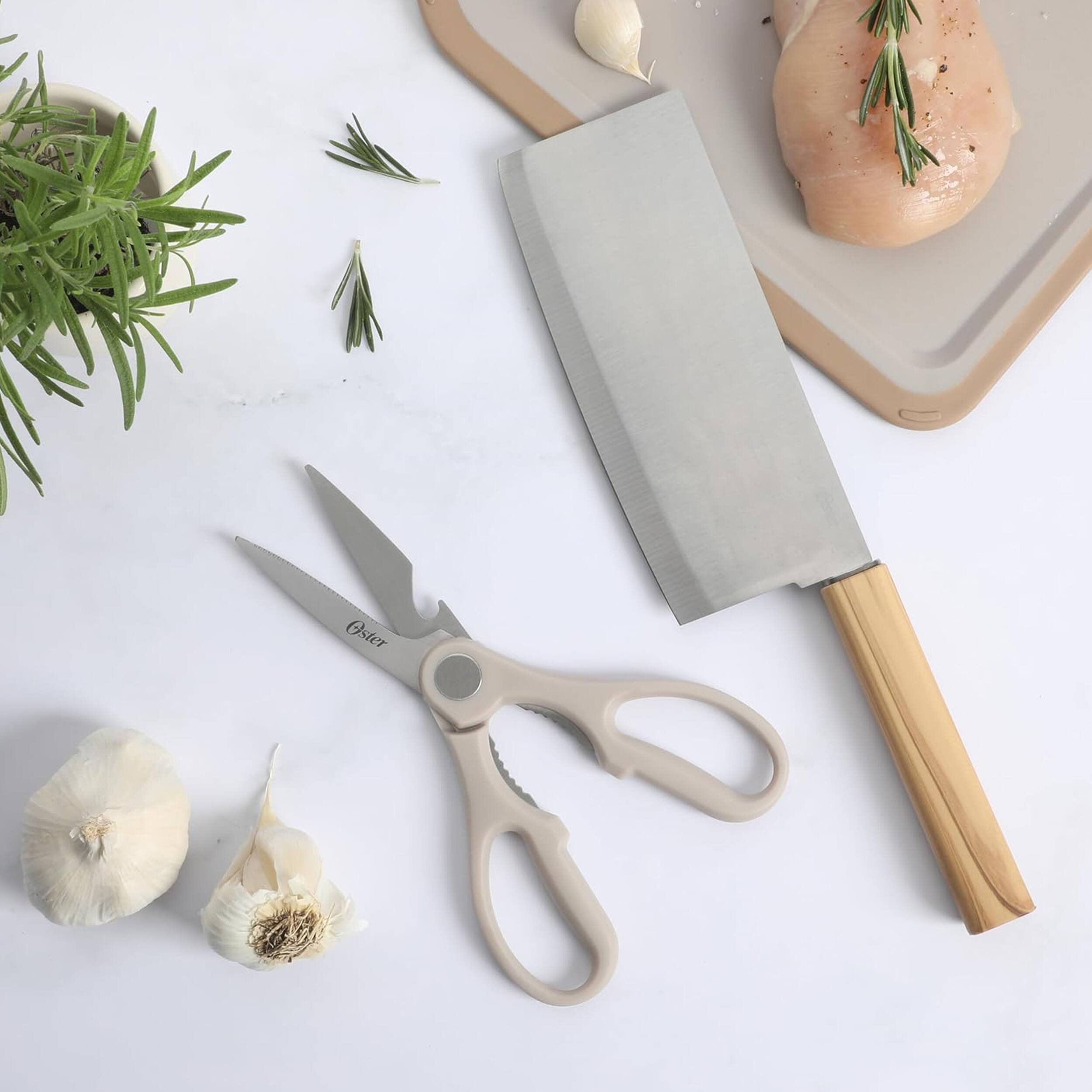 Alt View 4. Oster - Oster Huntingfield 2 Piece Stainless Steel Cleaver and Scissor Set with Faux Wood Handles.