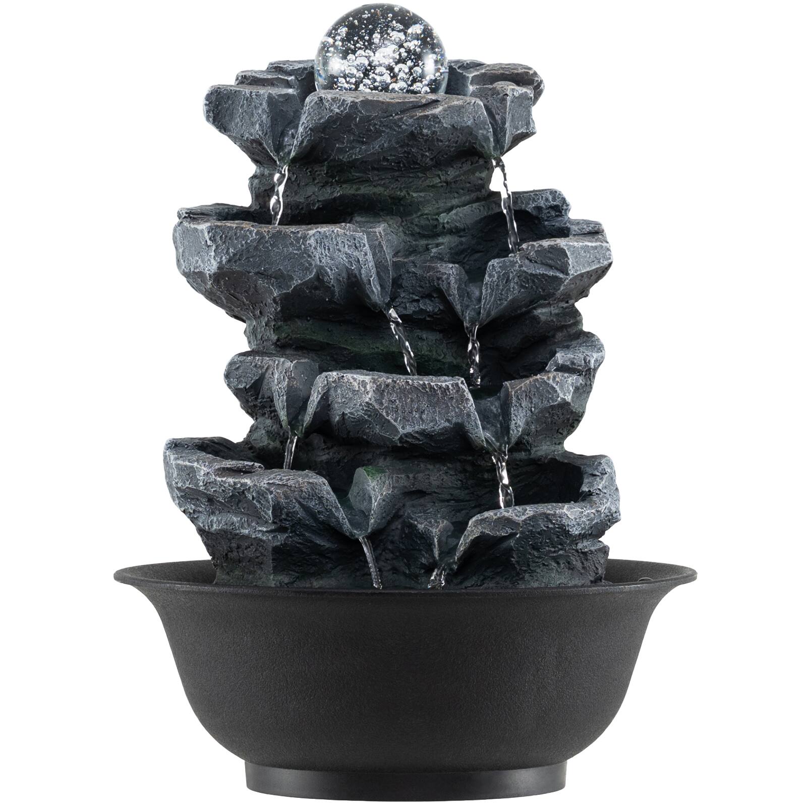 Alt View 9. Gymax - Gymax Tabletop Water Fountain w/Rolling Crystal Ball Color-Changing LED Light Pump - Black.