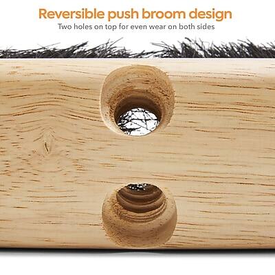 Reversible push broom design  
Two holes on top for even wear on both sides