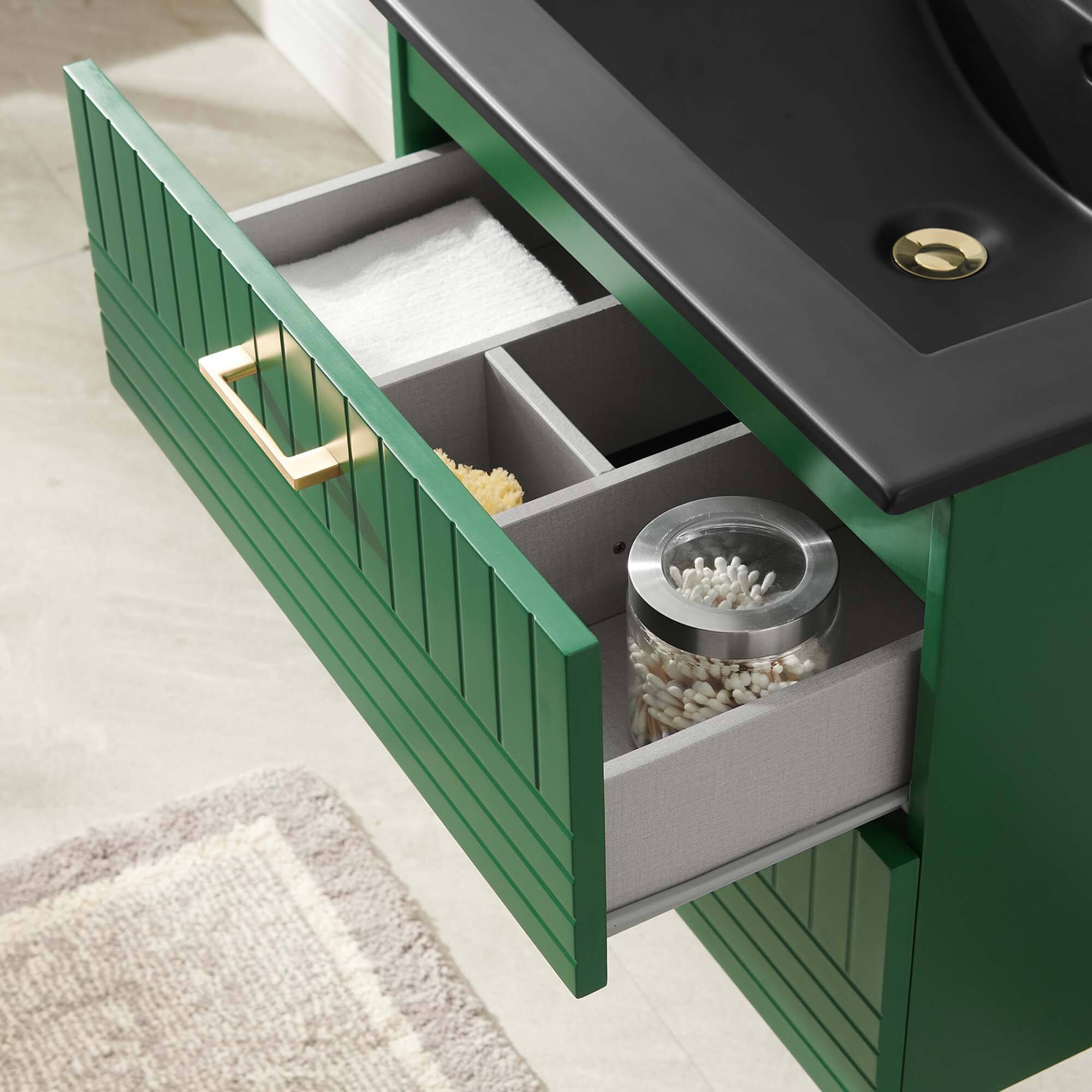 Back. Modway - Daybreak Wall-Mount Bathroom Vanity Basin Included by Modway - Green Black.