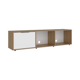 TuHome - Minimalist Manufactured Wood TV Stand with Storage Cabinet and Open Display Shelves Cabinet, Fits Up 65" TVs - Natural Oak
