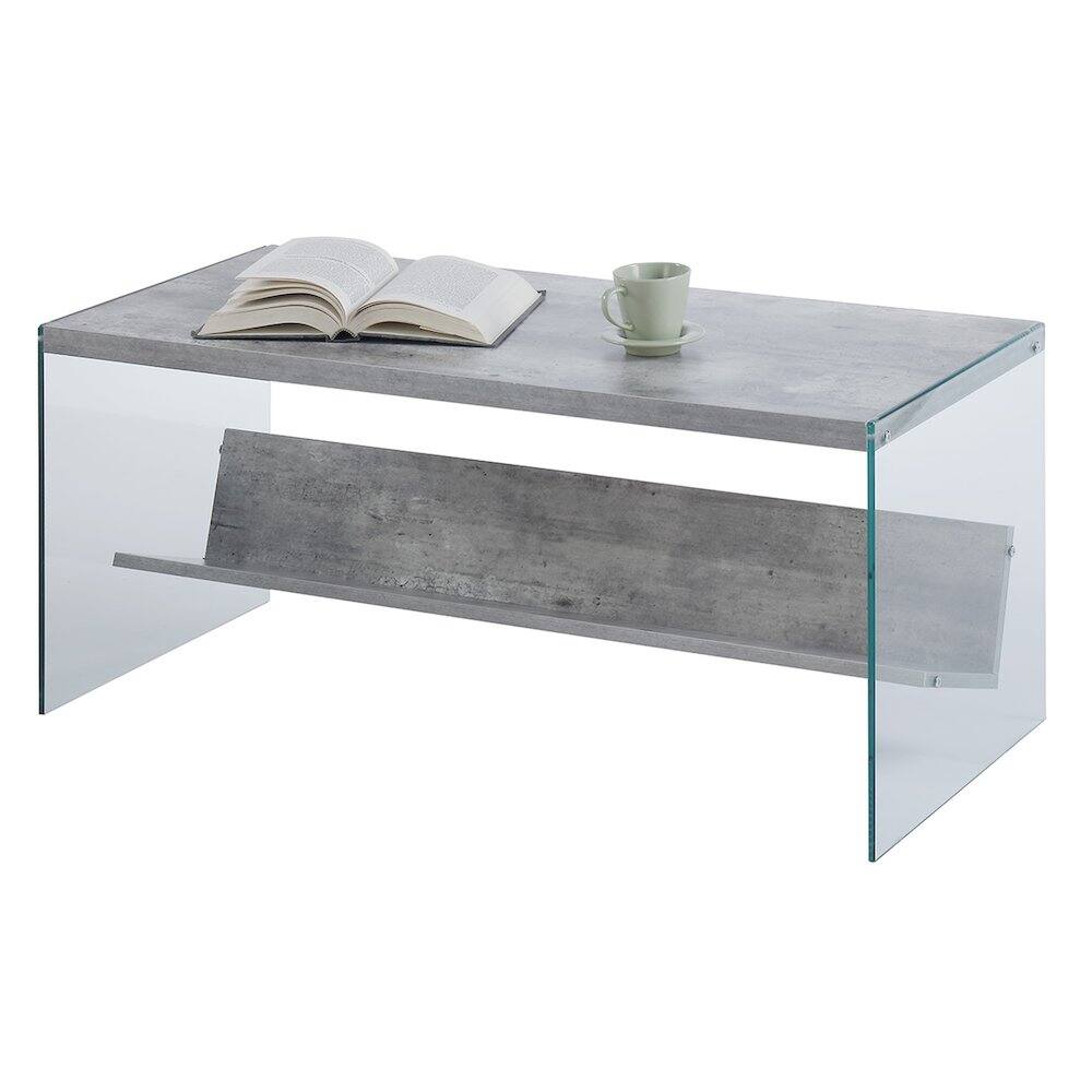 Angle. Convenience Concepts - SoHo Glass Coffee Table with Shelf - Faux Birch/Glass.