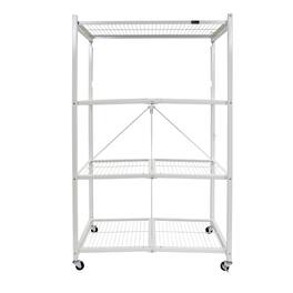 Origami - 4 Tier Heavy Duty Multi Purpose Storage Rack w/ Wheels, (2 Pack) - White