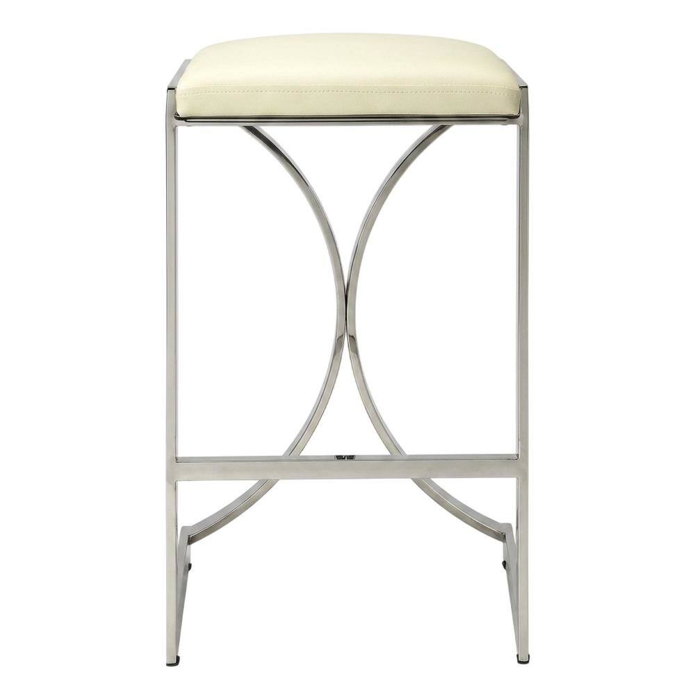 Back. Starlight Canyon Home - Pedestal Counter Stool with Footrest, Modern Contemporary Dining Room Chair - Silver.