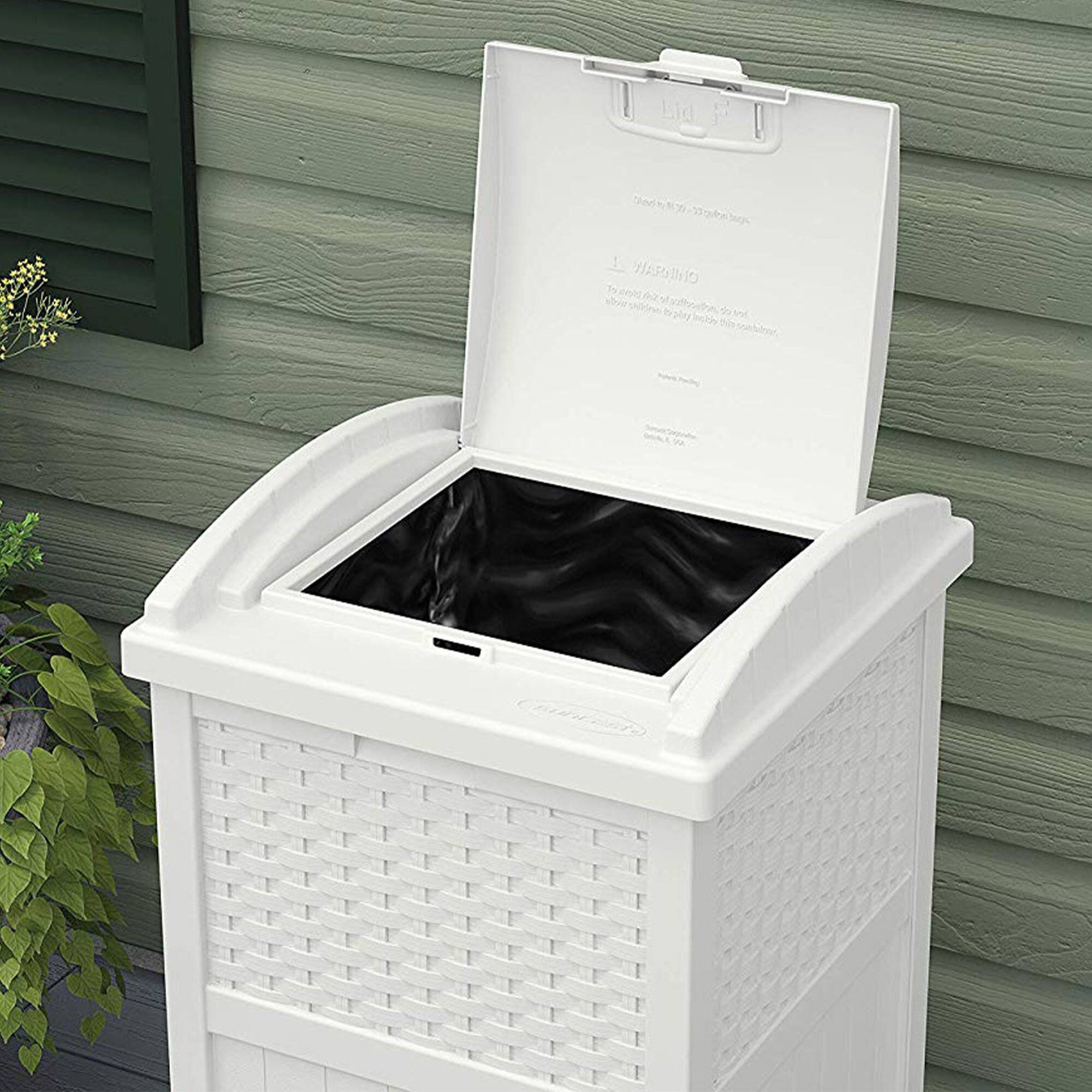 Alt View 10. Suncast - Suncast Trash Can Hideaway Outdoor 33 Gallon Garbage Waste Bin, White (4 Pack) - White.