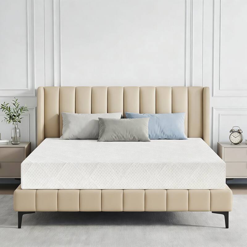Front. Dyonery - High Density Memory Foam Mattress Green Tea&Cooling Gel,Extra Firm Mattress with Anti-slip Bottom,CertiPUR-US Certified - White.