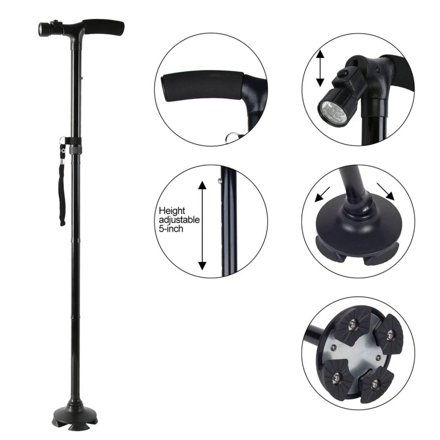 Height adjustable 5-inch

- Adjustable 5-inch
- Height adjustable
- Adjustable base
- Light attachment