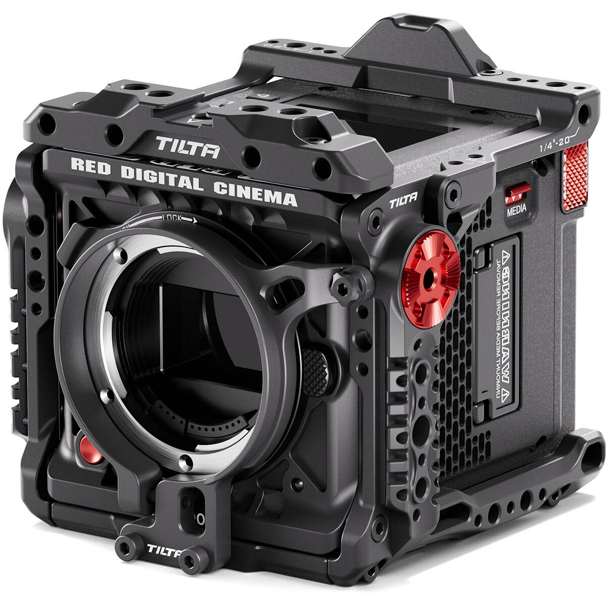 TILTA RED DIGITAL CINEMA K TILTA 1/4'-20 1/4 MEDIA PAFL D REMOVAL CS BEEOME LD MEDIA a UNMOUNT HAW W TILTA