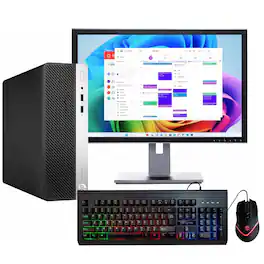 Dell - Refurbished Excellent - HP ProDesk 400G5 SFF Desktop Combo, i5-8500 up to 4.1Ghz, 16GB DDR4 RAM, 250G Nvme SSD+ 500G SSD, 22" Monitor, Win11 Pro - Black
