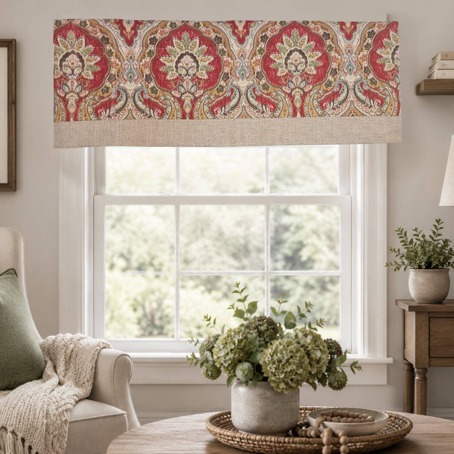 Angle. RLF Home - RLF Home 100% Cotton Prague Banded Lined Window Valance 50" x 17" Mauve - Mauve.