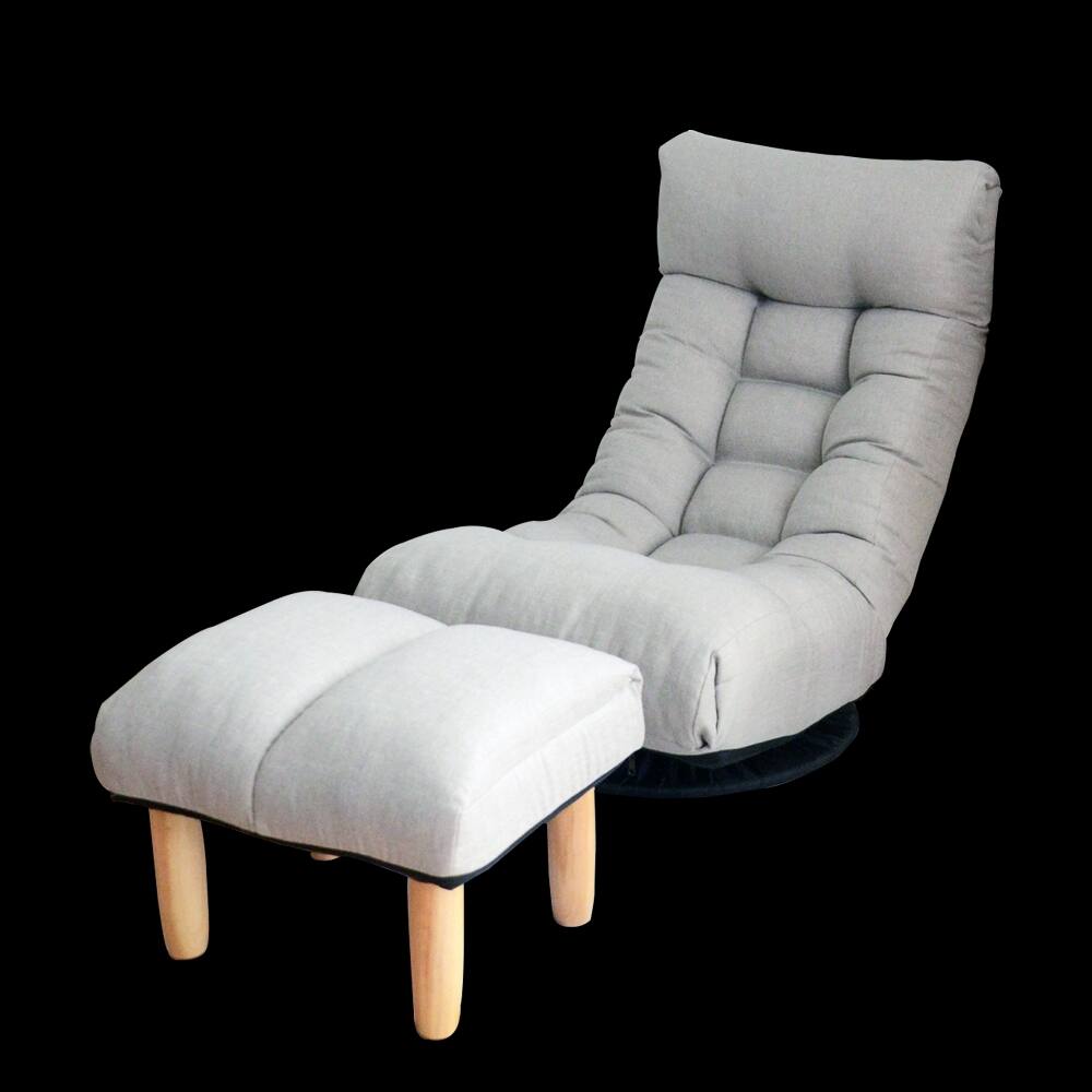 Alt View 6. Loheer - Loheer Adjustable Floor Chair Japanese Lazy Sofa Reclining Chair with Footrest Grey - Grey.