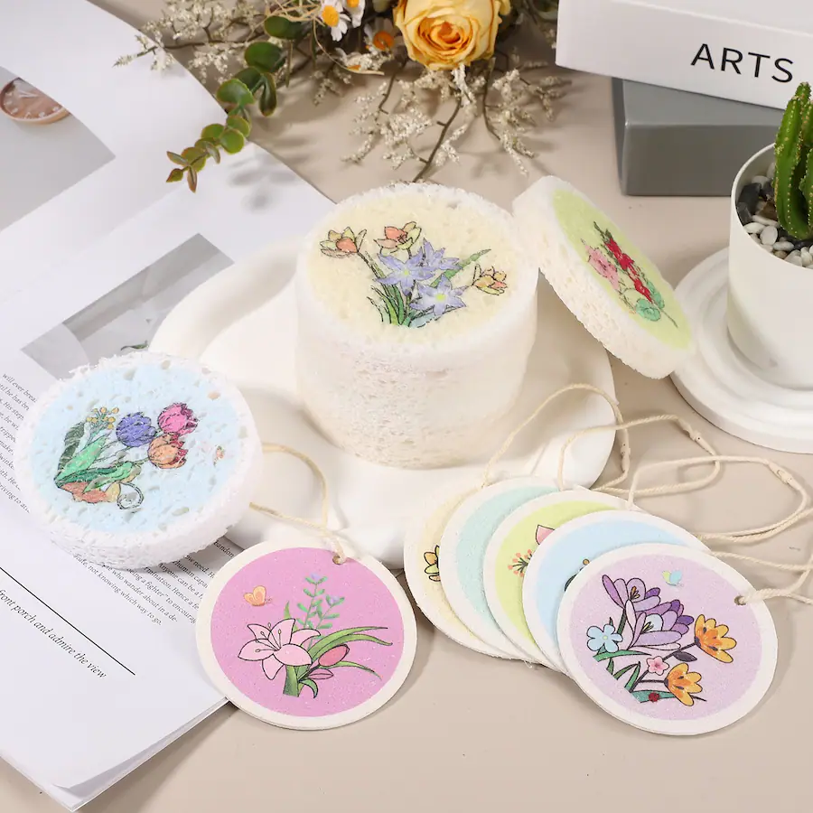 Scratch Add Round Unique Bargains 6pcs Cellulose Round Floral Sponges Non Scratch ...