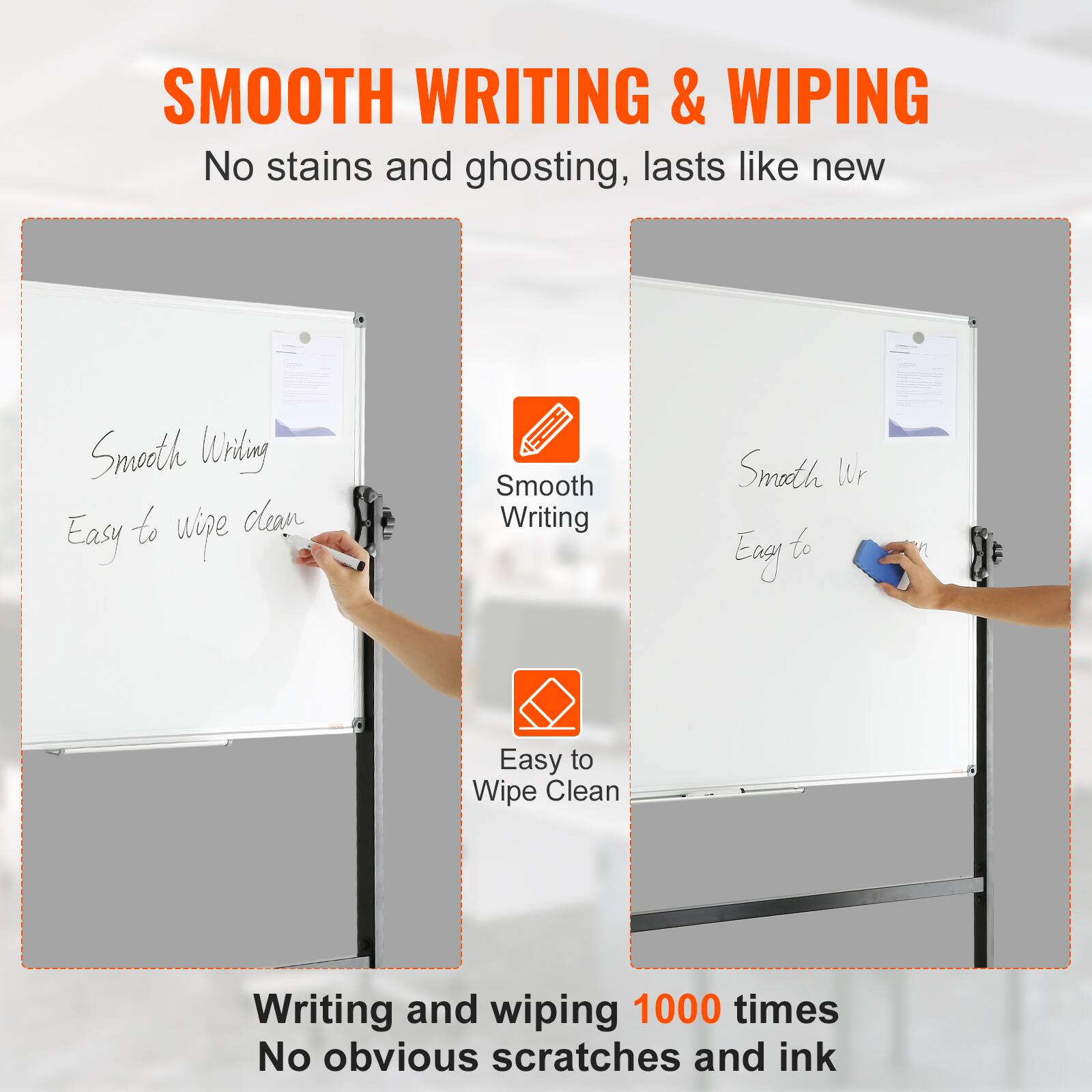 SMOOTH WRITING & WIPING
No stains and ghosting, lasts like new
Smooth Writing
Easy to wipe clean
Smooth Writing
Easy to Wipe Clean
Writing and wiping 1000 times
No obvious scratches and ink