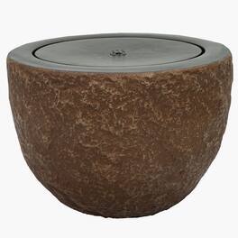 Sunnydaze - Outdoor Polystone Oval Bowl Bubble Fountain - Brown