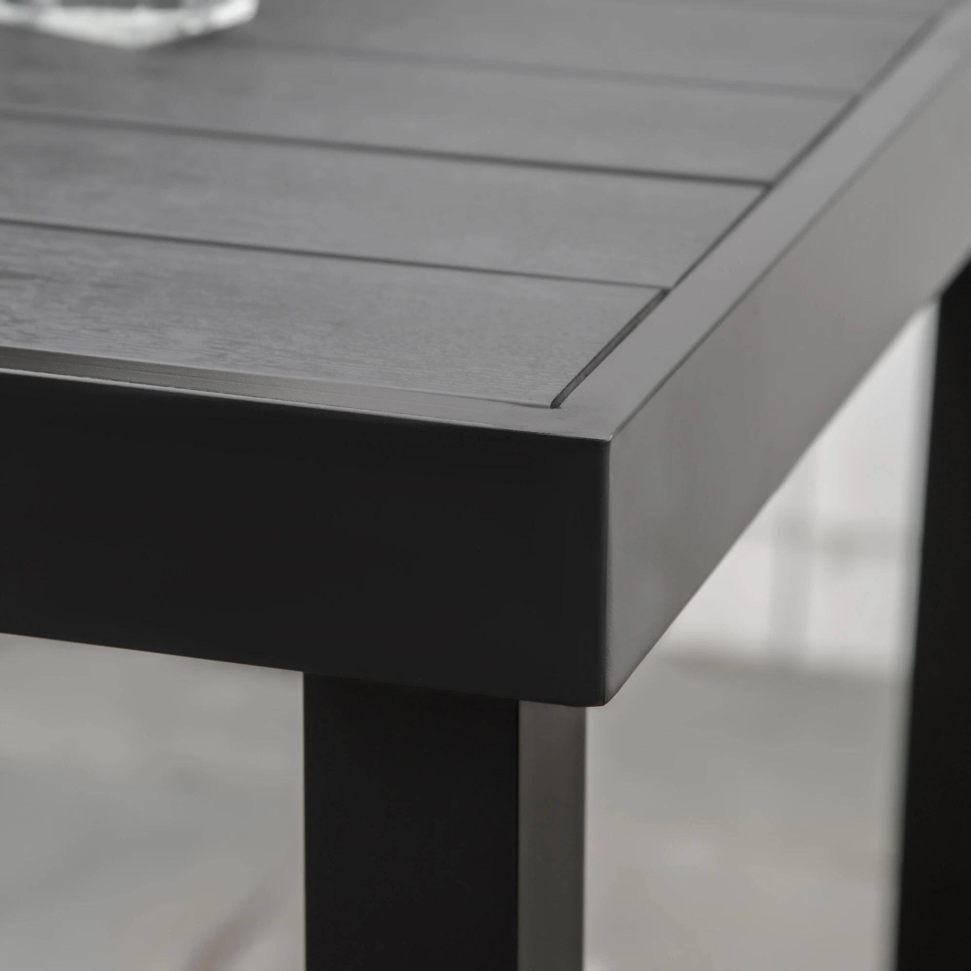 Left. Resenkos - Resenkos Patio Dining Table For 4, Non-Slip Foot Pads, Aluminium, Plastic, Black - Black.