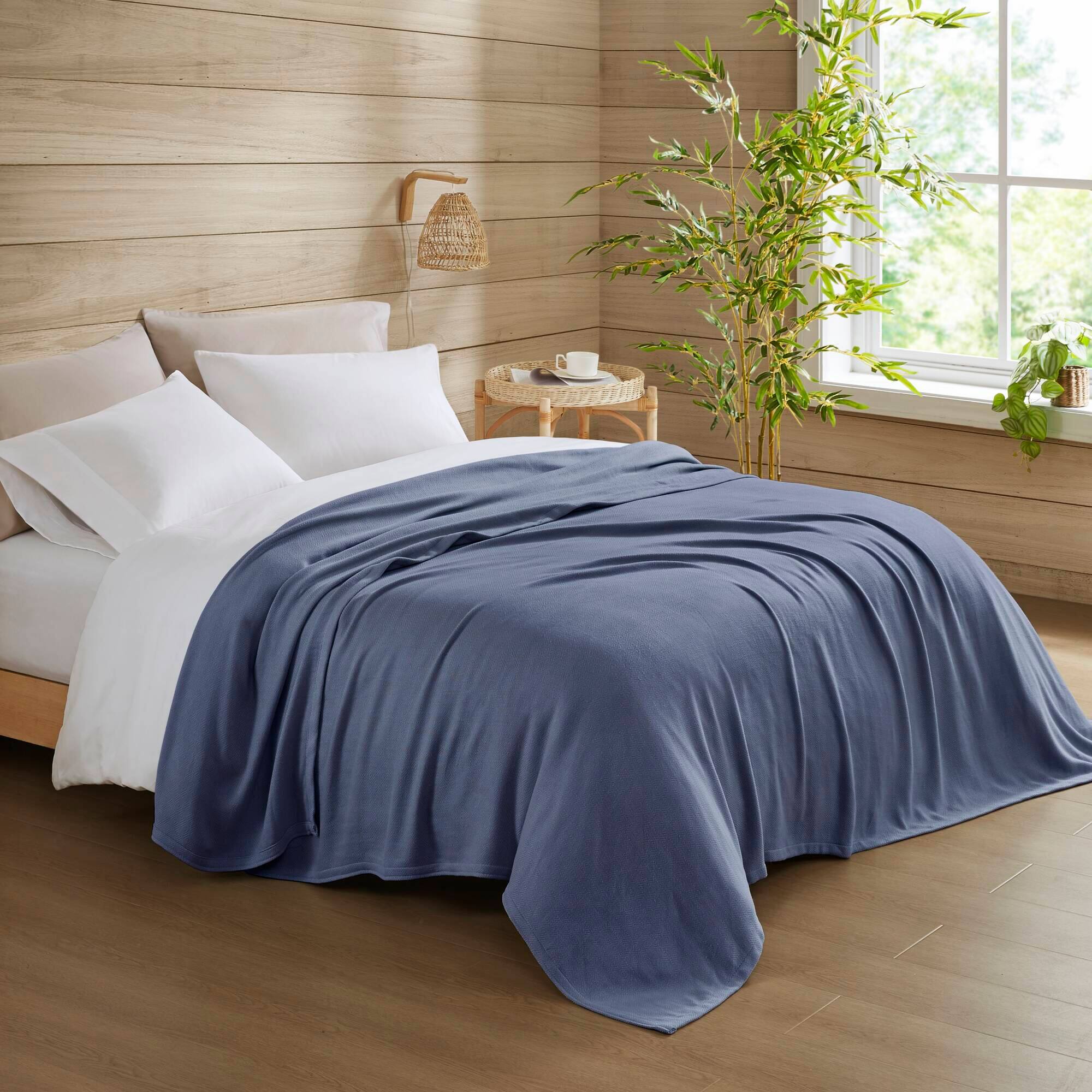 Alt View 1. Gracie Mills - Gracie Mills Kaelith Bamboo Cotton Rayon Blanket Textured - Navy.