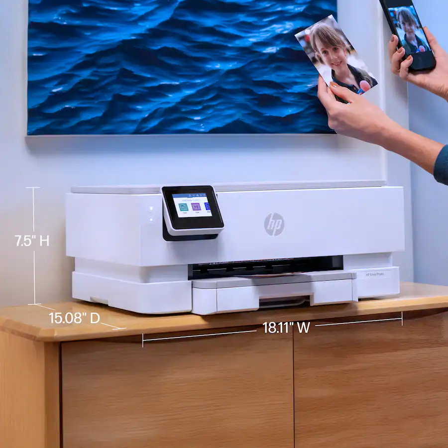 7275in HP Envy Photo 7275 Wireless AI Enabled All in One Inkjet Printer w/ 3 ...