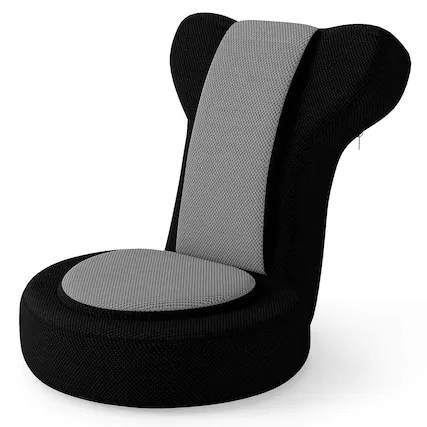 Front. Costway - Costway Lazy Sofa Chair with Adjustable Headrest & Backrest, Sponge Padded Seat,Metal Frame - Black + Gray.