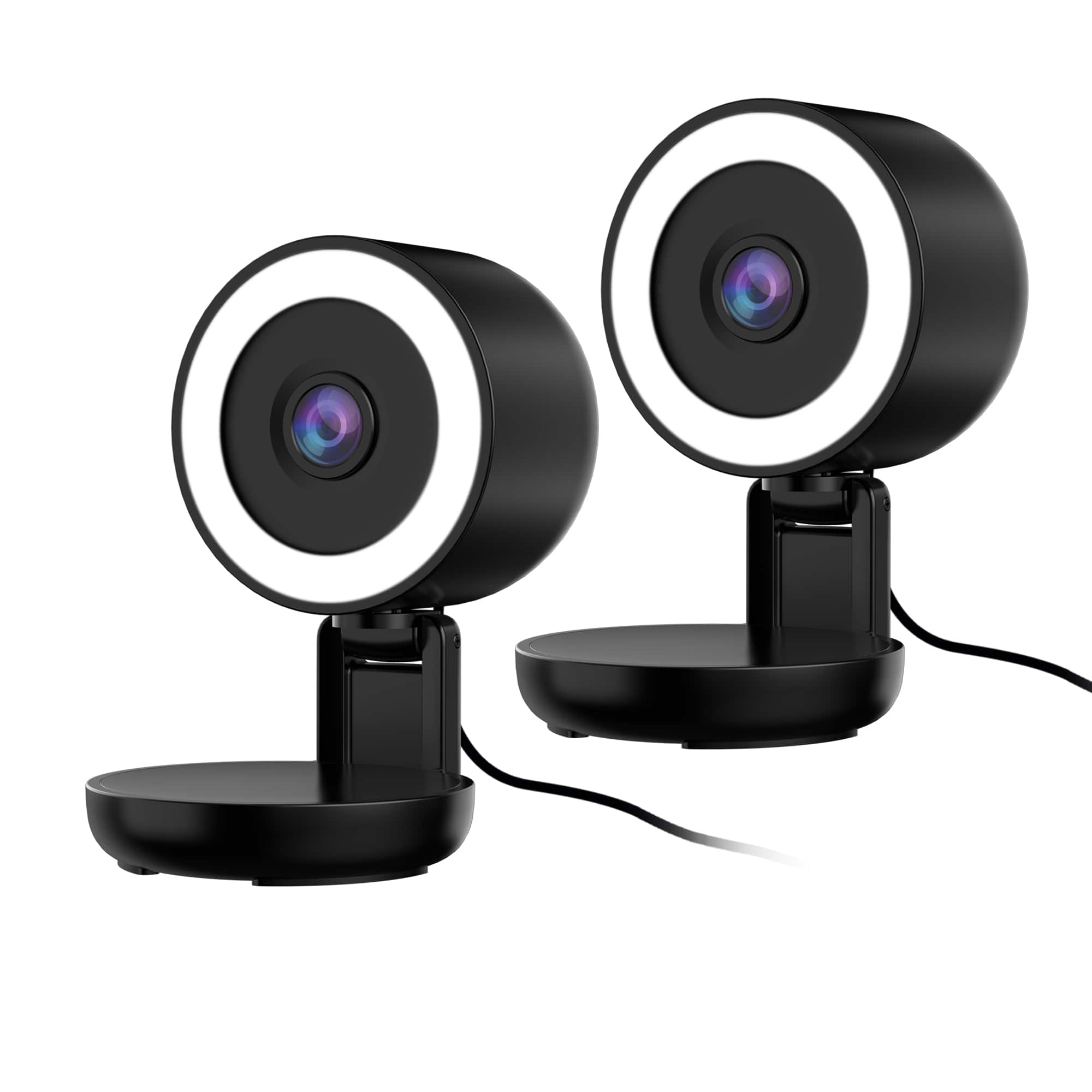 Energizer - 2-Pack Smart 2K Wired Indoor Camera with Light for Night Vision, Foldable for Privacy, 130° Wide Angle - Black