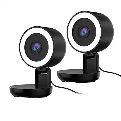 Front. Energizer - Energizer 2-Pack Smart 2K Wired Indoor Black Camera with Light for Night Vision, Foldable for Privacy, 130° Wide Angle - Black.