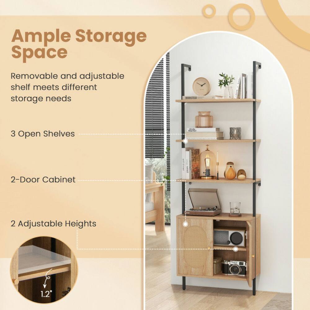 Ample Storage Space  
Removable and adjustable shelf meets different storage needs  

3 Open Shelves  
2-Door Cabinet  
2 Adjustable Heights  
1.2"