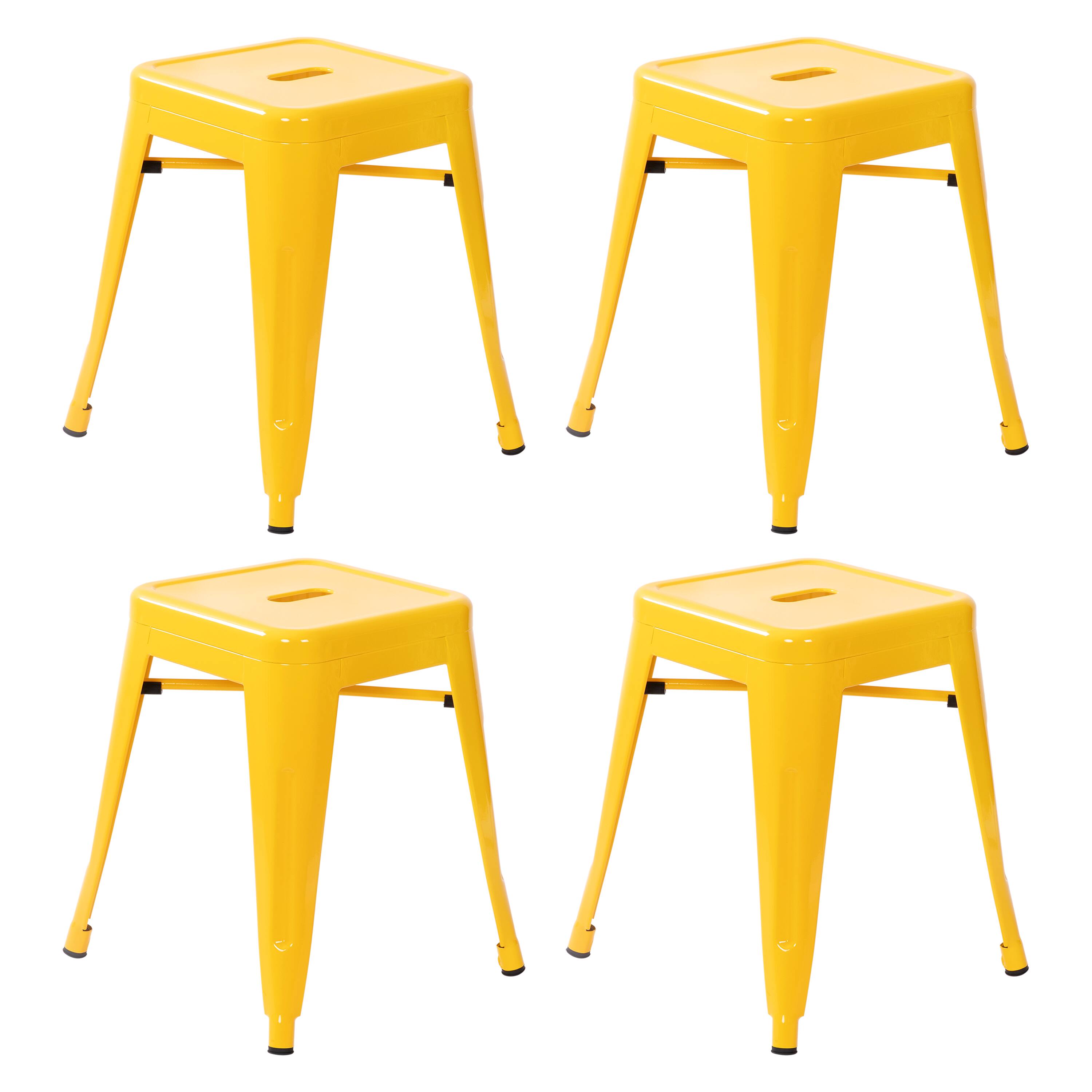 Alt View 1. Emma + Oliver - 18 Inch Table Height Indoor Stackable Metal Dining Stool-Set of 4 - Yellow.
