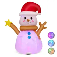 Costway - 4 FT Inflatable Christmas Snowman Blow-up Decoration with 360° Rotating LED Lights - Multicolor - Front_Zoom