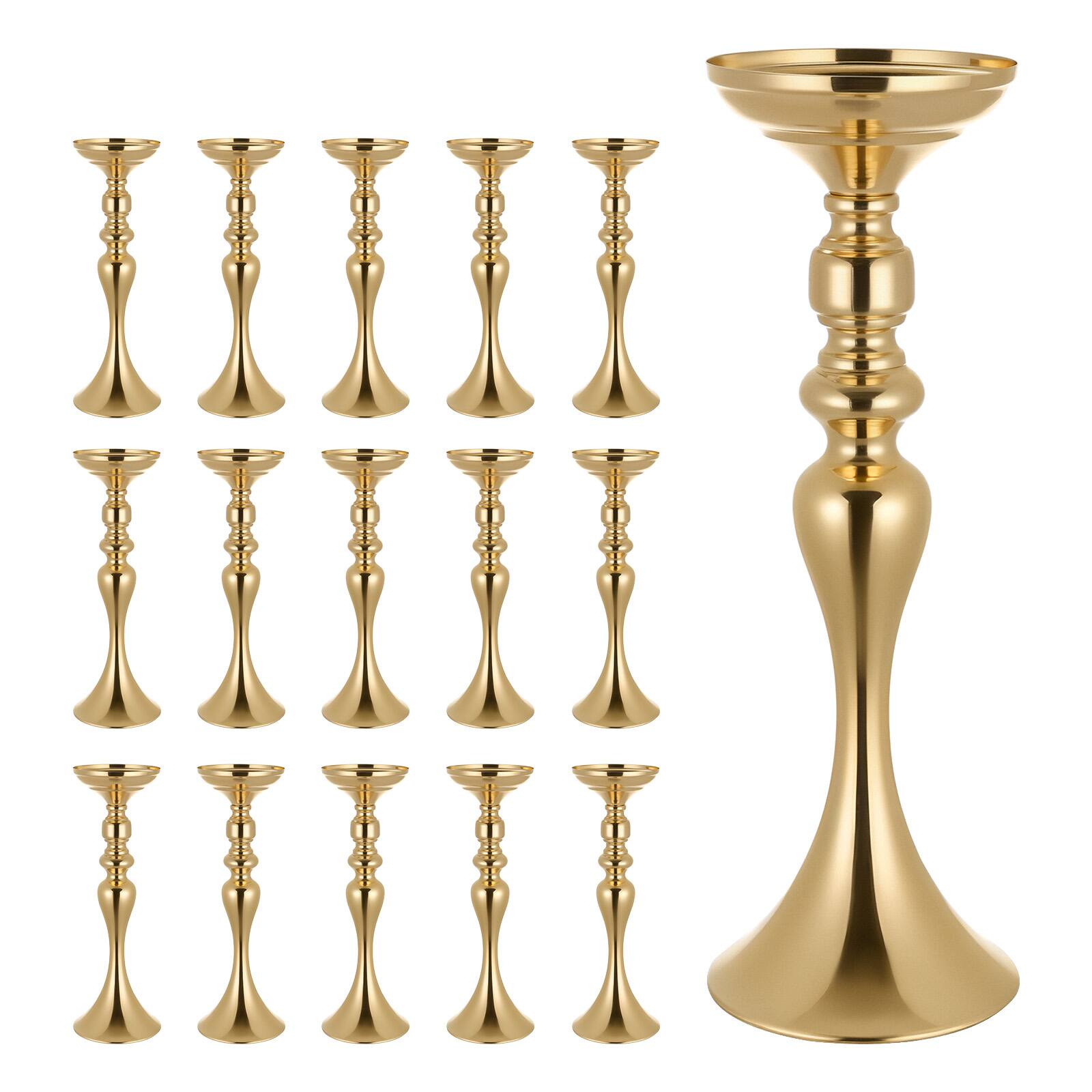 Alt View 5. VEVOR - 16 PCS Wedding Flower Vase, 15 in Tall Flower Table Centerpieces, Crystal Banquet Vases Easy Installation - Gold.