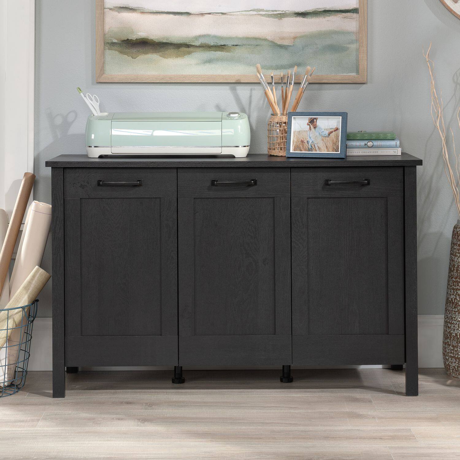 Alt View 4. Sauder - Sauder Miscellaneous Storage Storage Cabinet Raven Oak finish - Raven Oak.