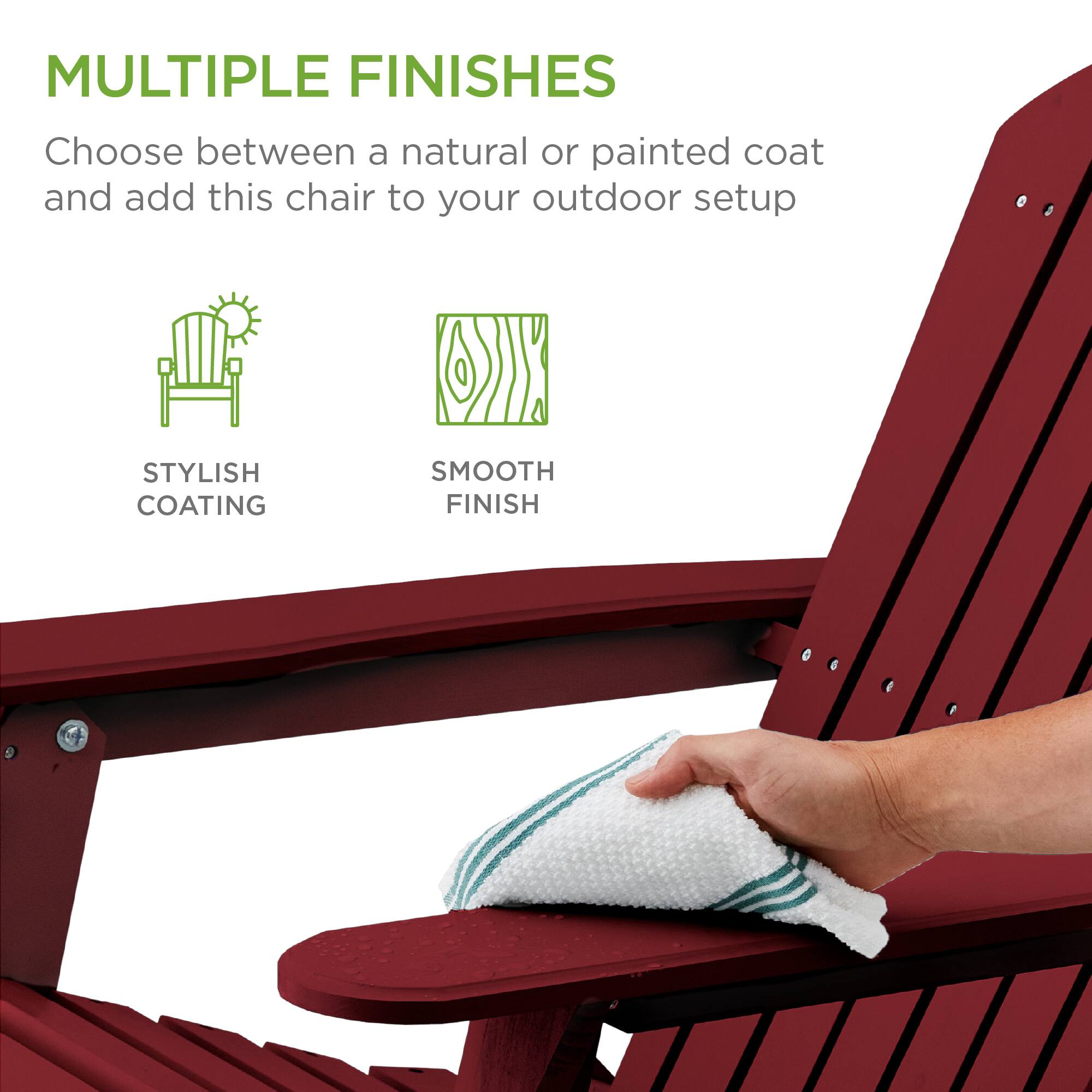 **Multiple Finishes**

Choose between a natural or painted coat and add this chair to your outdoor setup.

- **Stylish Coating**
- **Smooth Finish**