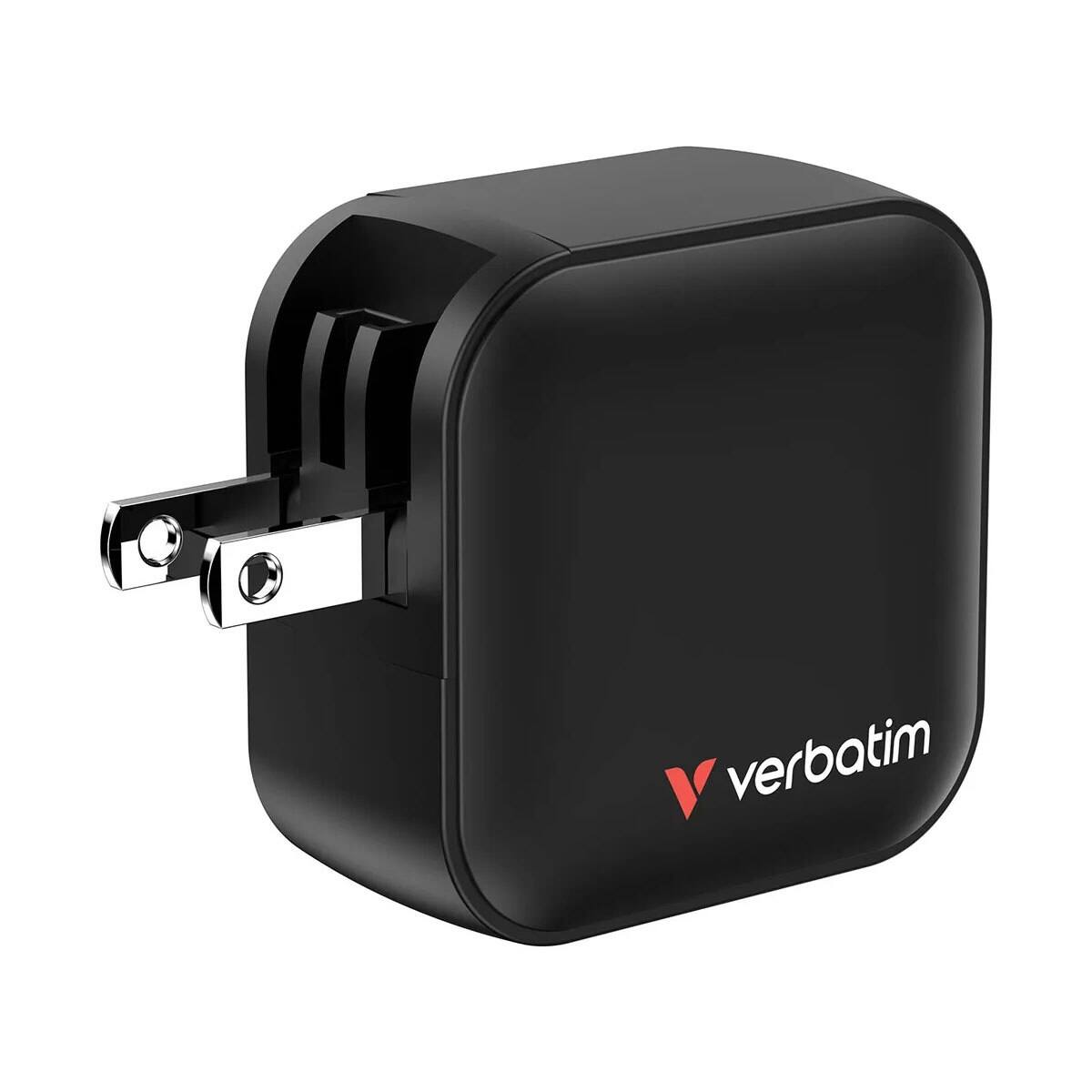 Alt View 3. Verbatim - Verbatim 70W 3-Port USB Mini GaN Wall Charger - Black.