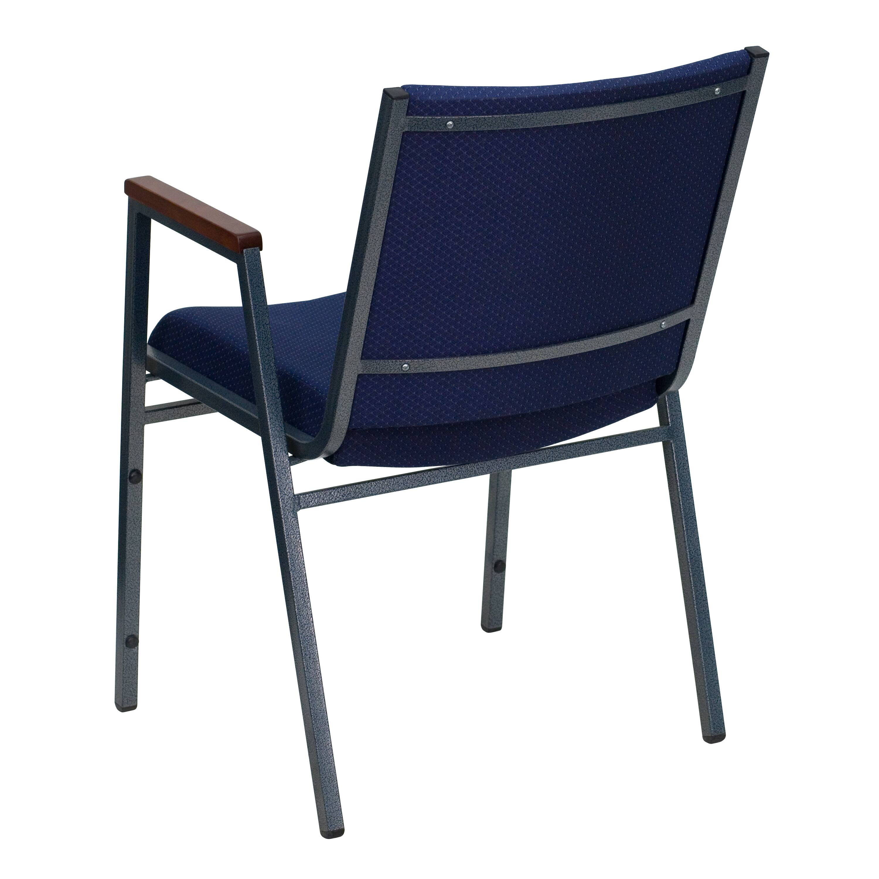 Alt View 4. Emma + Oliver - Heavy Duty Reception/Guest Stack Chair with Arms - Navy Patterned Fabric.