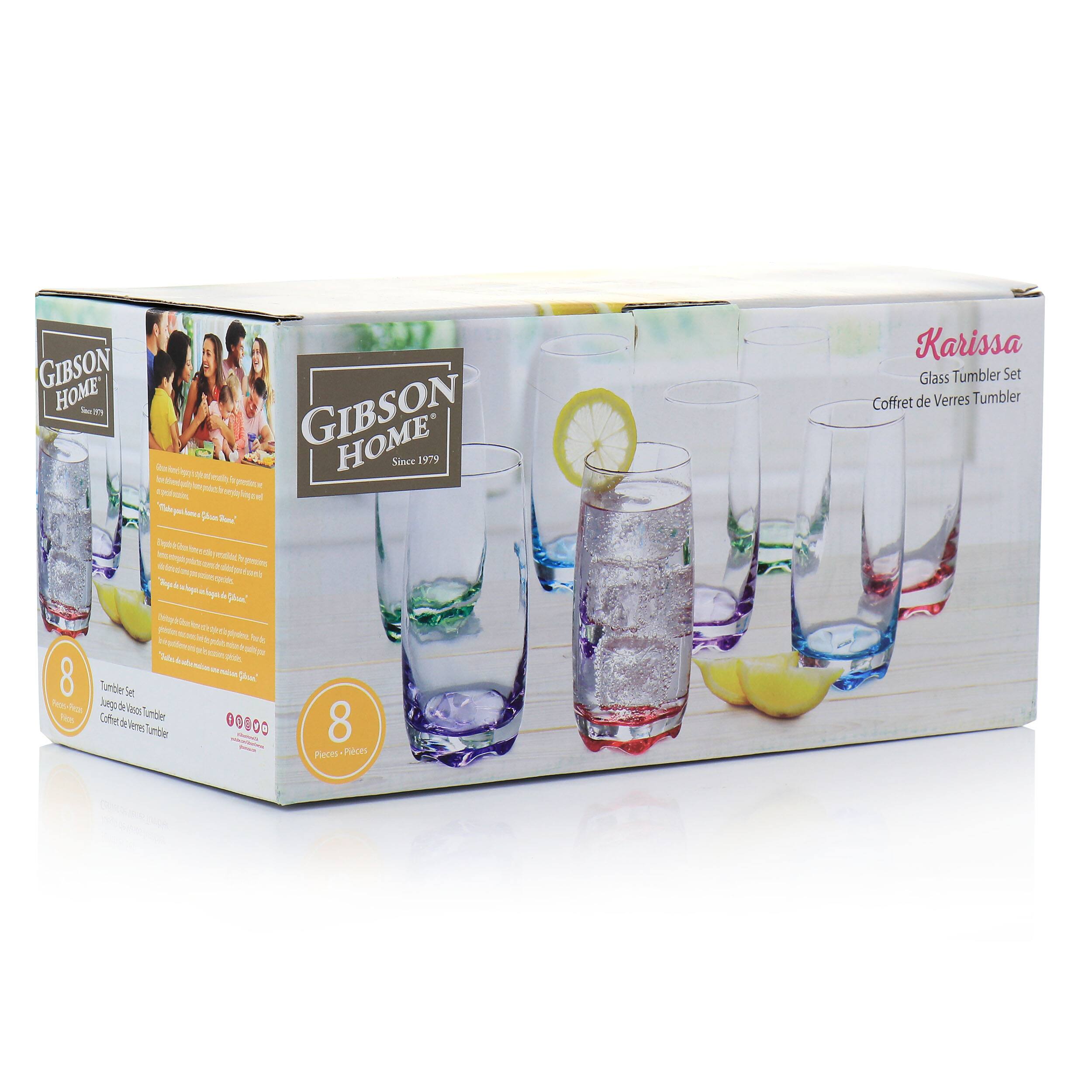 GIBSON HOME - Since 1979. Be t - a - Sed to find de pette b - O T000 m dy e  1 he Y  Karissa Glass Tumbler Set Coffret de Verres Tumbler Taph e d Is p Pale i . am - d toreh 1 y whp a hs d Sm Sete Piu Nors m me pooe - Lad A Ted - ME slgo Tude - 8 e Plm Tunibie i Ren-Toos Tos J d Gd Cohe nbler d iw CO000 unble 8 Pieces.