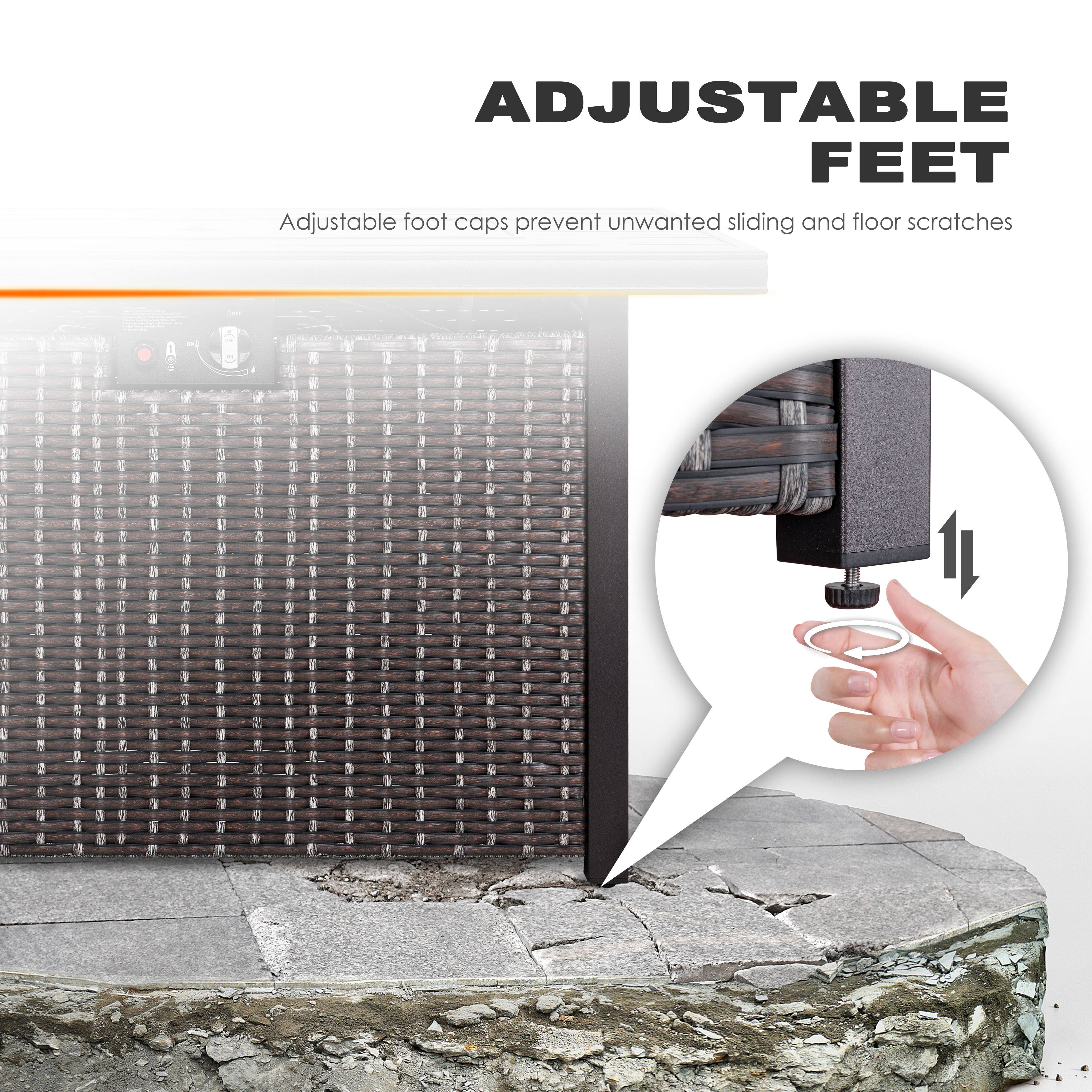 ADJUSTABLE FEET  
Adjustable foot caps prevent unwanted sliding and floor scratches