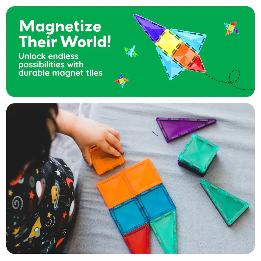 PicassoTiles PICASSO TILES Magnetic Tiles For Kids, 101PCS Construction ...